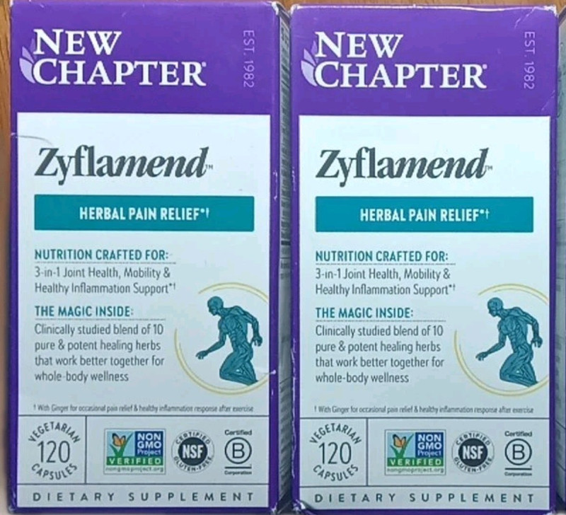 2 NEW CHAPTER ZYFLAMEND HERBAL PAIN RELIEF SUPPLEMENT 120 X2 240 VEGAN CAPSULES!