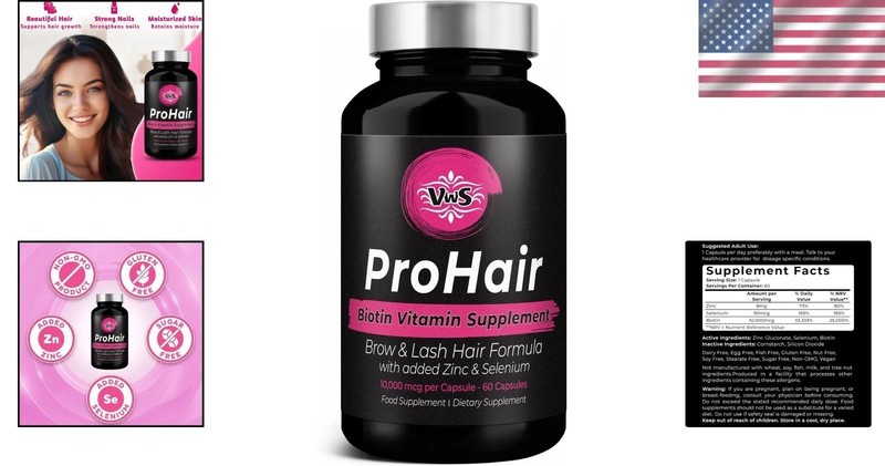 Biotin 10,000 mcg Dietary Supplement w/Zinc & Selenium to Promote Thicker Hai... gallery