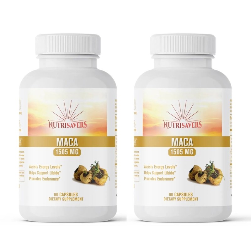 Maca Plus Natural Energy Herbal Supplement for Women and Men 60 Cap, Pack of 2