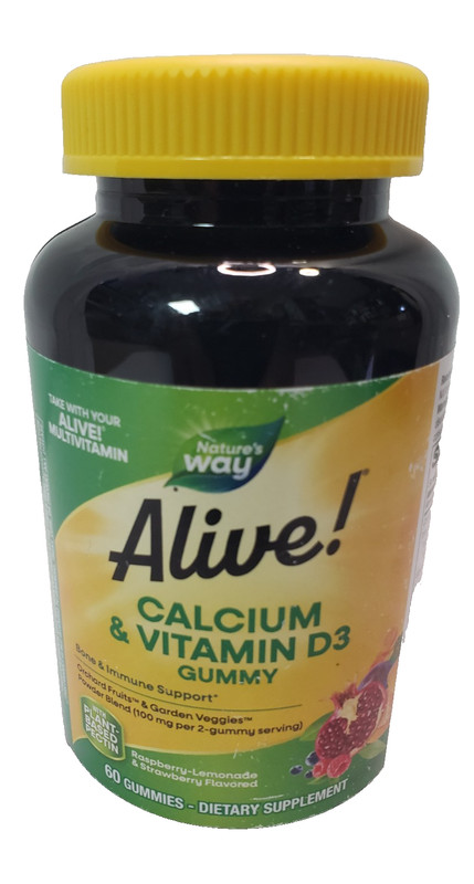 Nature's Way Alive! Daily Calcium & Vitamin D3 Gummies, Bone Immune Support 60ct gallery