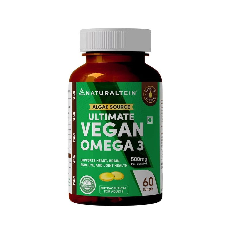 NATURALTEIN Vegan Omega 3 from Algae Oil – 60 Vegetarian Capsules