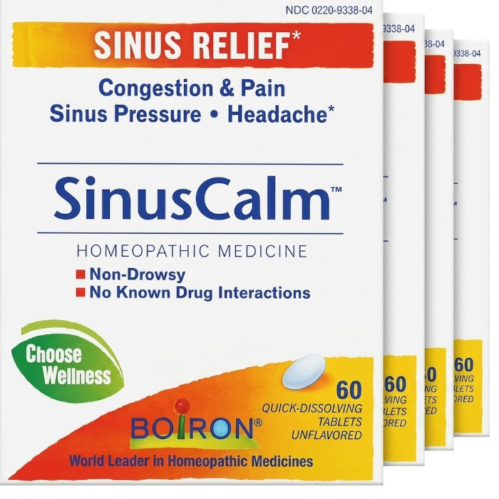 Boiron SinusCalm Unflavored 60 Tabs Each (Pack of 3)