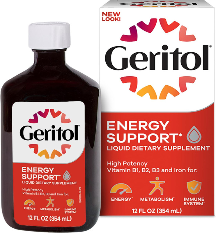 Geritol Liquid Vitamin and Iron Supplement, Energy Support Vitamins, Contains Hi
