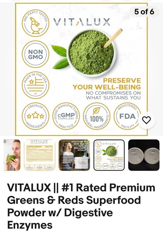 Lot of 4 Vitality #1 Rated Greens & Reds Superfood Powder With Enzymes. 8/2026 gallery