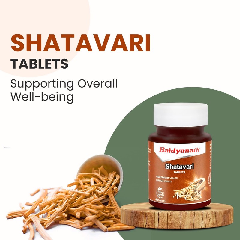 Baidyanath Shatavari Tablets 60 Tabs Wellness for Women Herbal Supplement pack 2