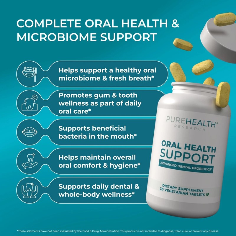 PUREHEALTH RESEARCH Oral Health Support Dental Probiotics Supplement for Fr... gallery