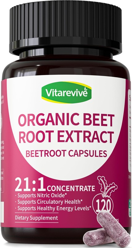 Organic Beet Root Capsules with Beetroot Extract 850mg 211 Concentrated Beetr…