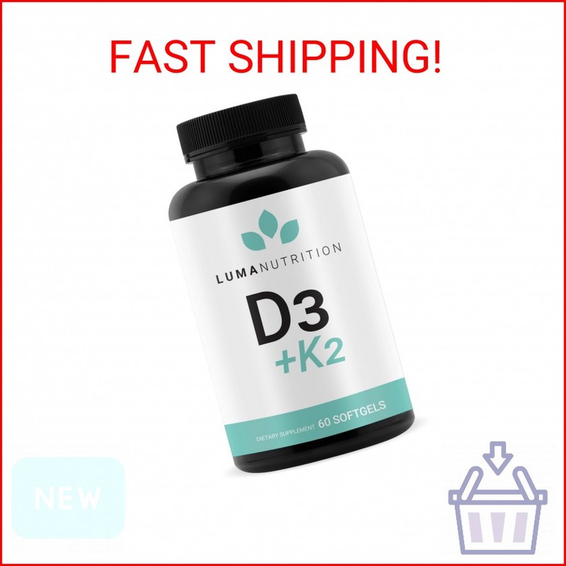 Luma Nutrition D3 + K2 Vitamin 10000 IU – Bone and Heart Health Supplement – Max
