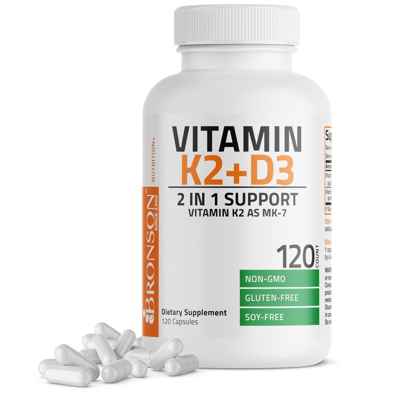 Bronson Vitamin K2 (MK7) with D3 Supplement Non-GMO 120 Count (Pack of 1)