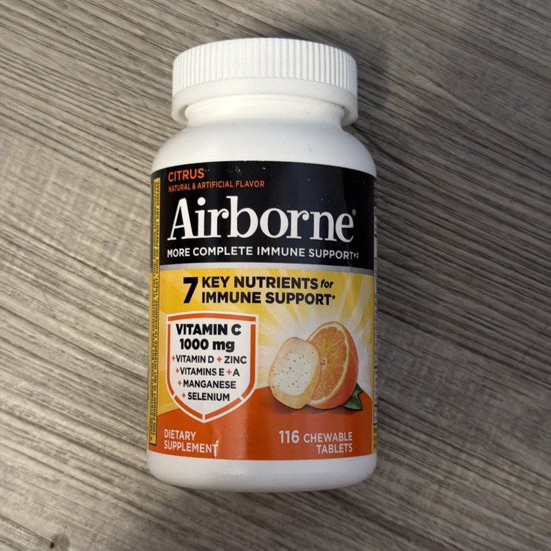 Airborne Vitamin C 1000Mg (Per Serving) – Citrus Chewable Tablets 116 Count