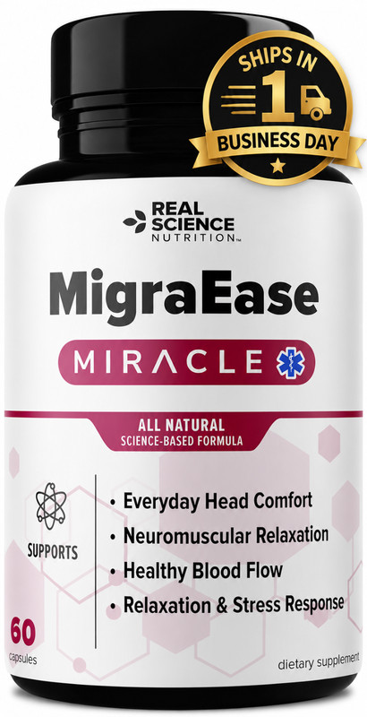 Migraine Relief Supplement MigraEase for Head Comfort & Circulation w/ Vinitrox