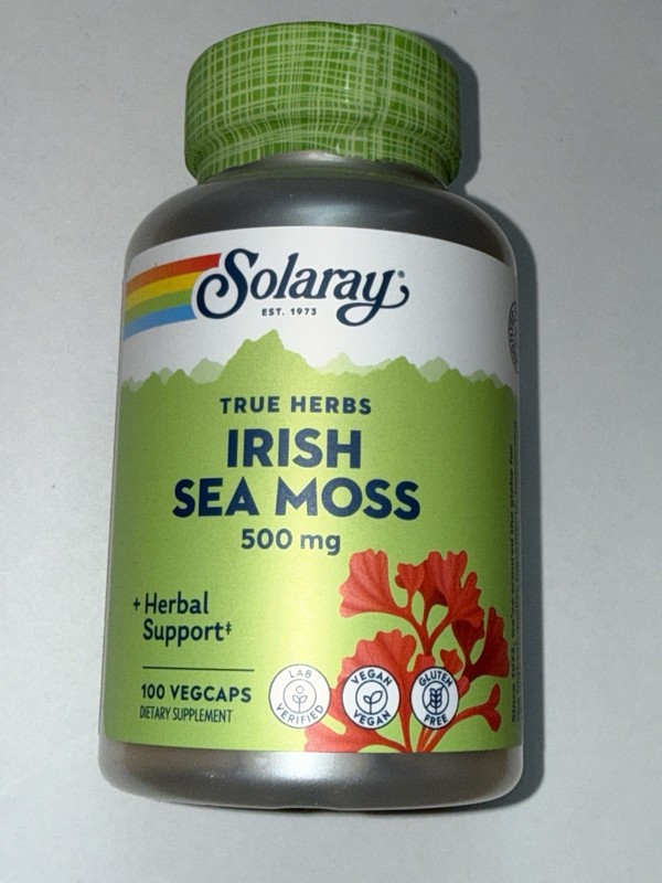 Solaray Irish Sea Moss 500 Mg 100 Vegcaps Sealed Exp 07/2027 Fast Ship