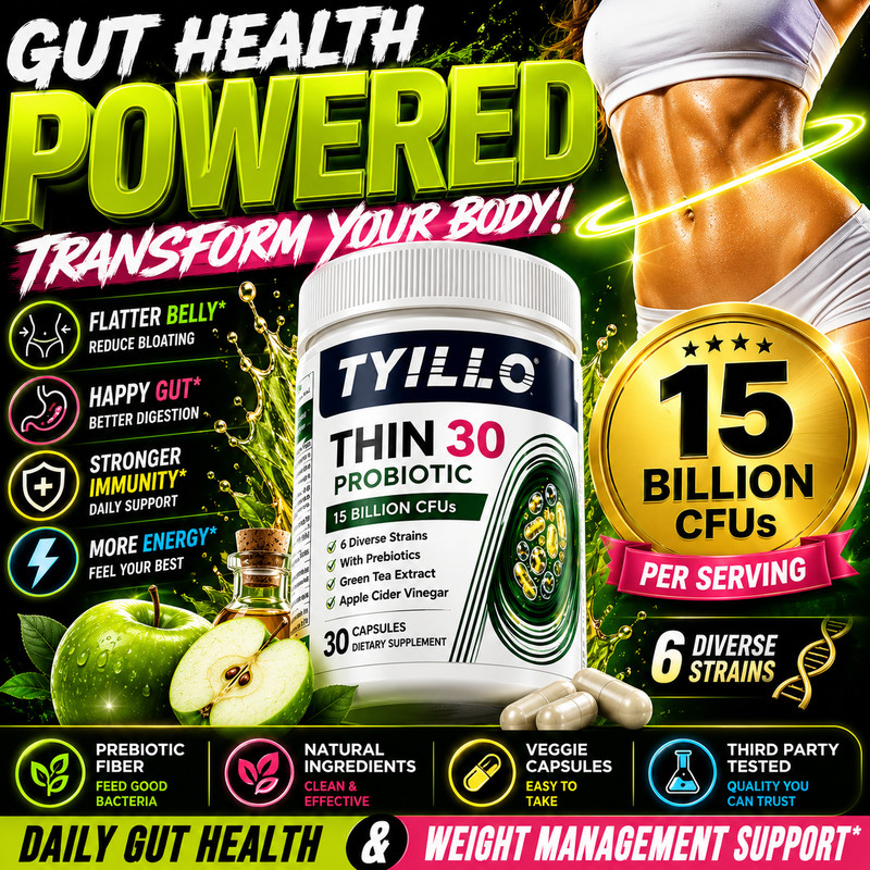 TYILLO Thin 30 Probiotic 15 Billion CFU Gut Health & Weight Management Suppor