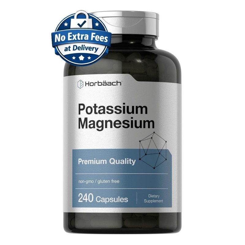 Suplemento de Potasio y Magnesio, 240 Cápsulas, Suministro para 4 Meses