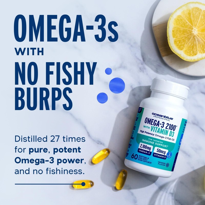 Oceanblue Omega-3 Fish Oil 2100 + D3 120ct 2Pack Burpless Triple Strength gallery