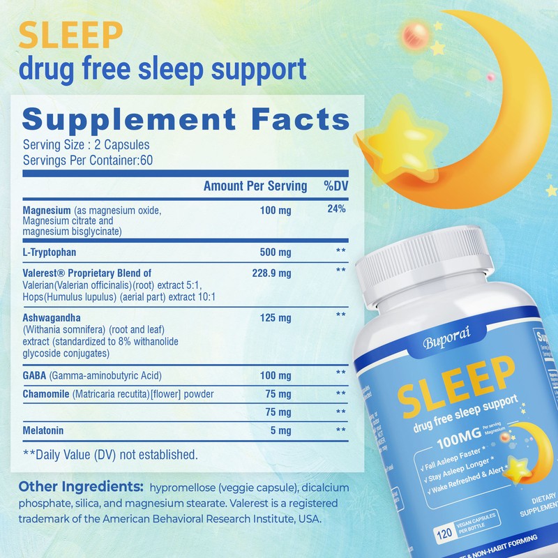 Sleep Capsules - Melatonin, Promotes Sleep and Relieves Anxiety and Stress gallery