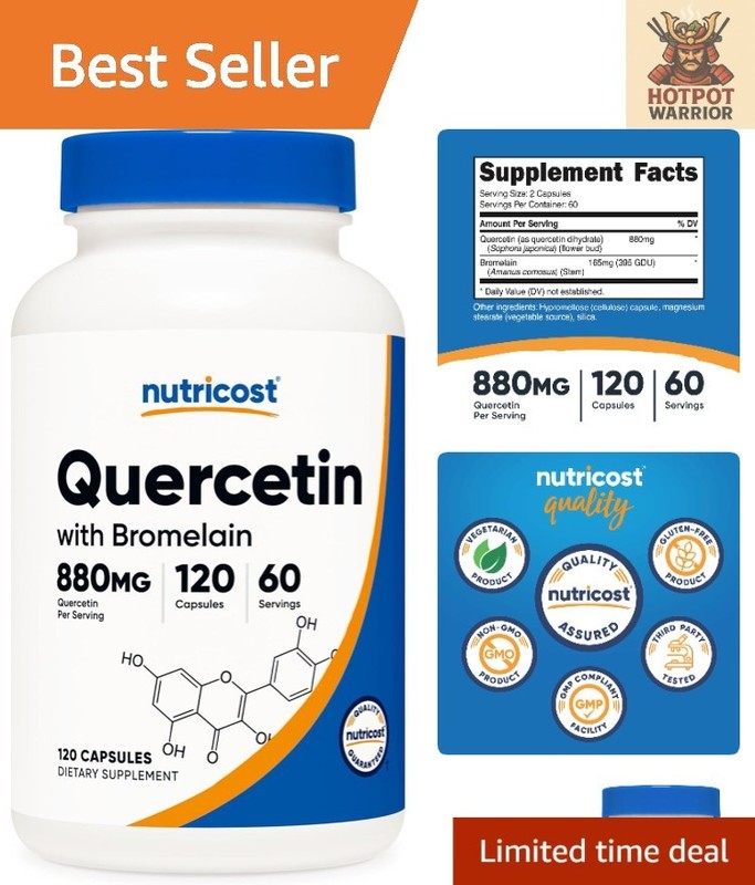 Non-GMO Quercetin with Bromelain, 120 Capsules – Gluten Free Immune Booster