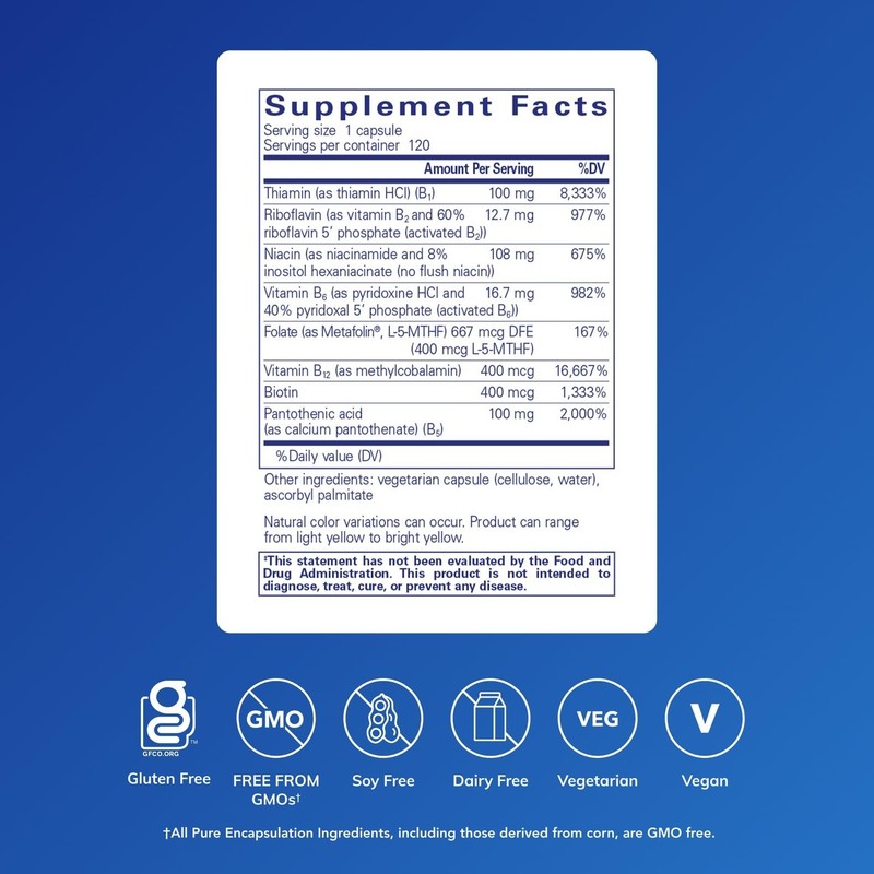 Pure Encapsulations B-Complex Plus - B Vitamins 120 Count (Pack of 1) gallery