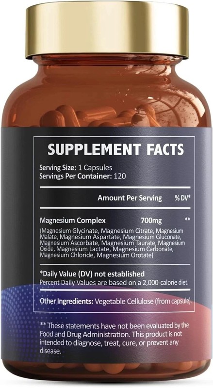 12 In 1 Magnesium Complex 700mg 120 Capsules 2 Piece Set Dietary Sleep Support