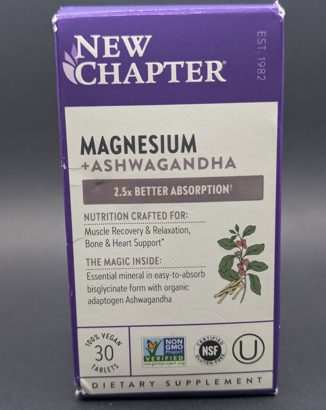 New Chapter Magnesium + Ashwagandha 30 tablets * SEALED Exp 04/2027