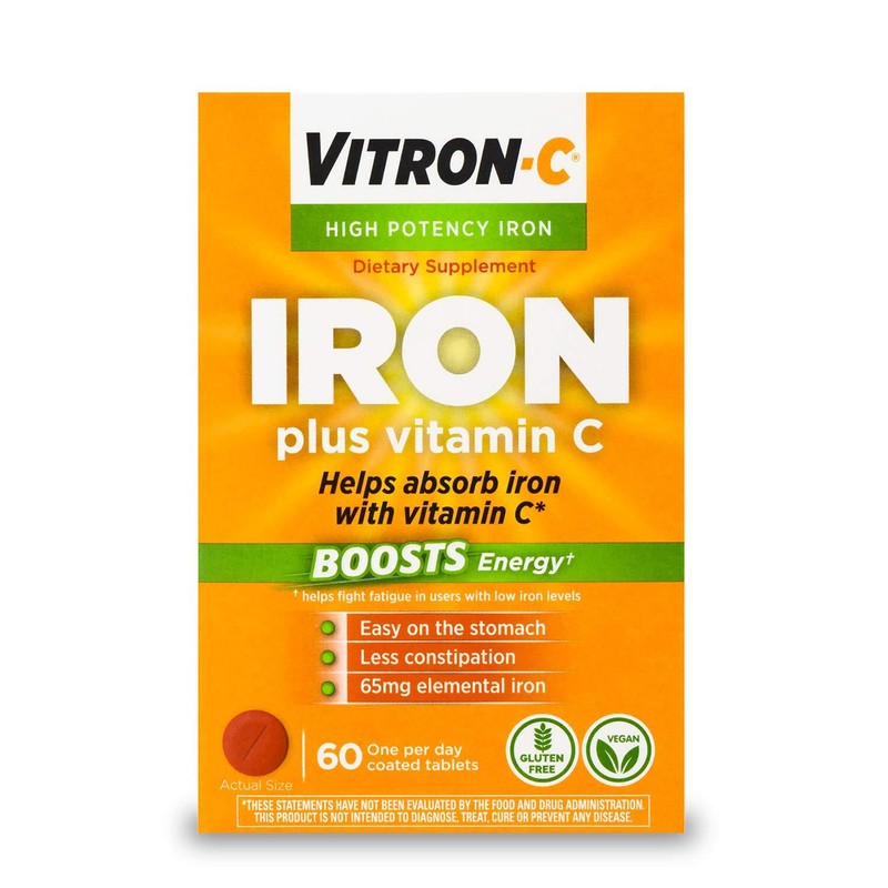 Vitron C High Potency Iron Supplement 60 Count with Vitamin C for Energy Boost
