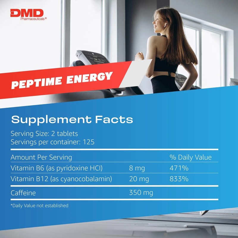 PEPTIME Energy Tablets, Vitamin B6 and B12 Caffeine Pills, 350 mg Caffeine pe... gallery