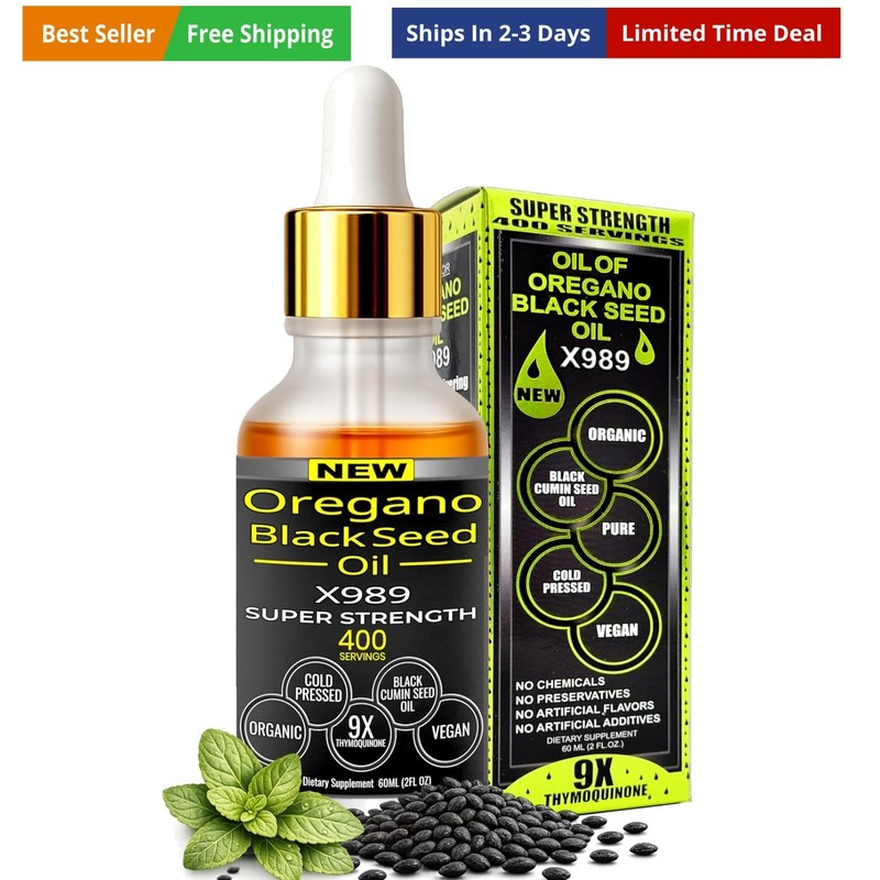 Oil Of Oregano With Black Seed Oil – 400 Servings, 2 in 1 Wild Oregano Oil wi…