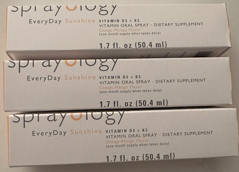 Sprayology EveryDay Sunshine Vitamin D3+K2 Vitamin Spray Dietary Sup. 1.7oz 3-PK