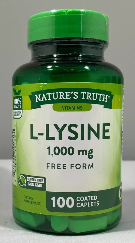 Nature’s Truth L-Lysine 1,000 mg, 100 Coated Caplets, Free Form – EXP: 8/25