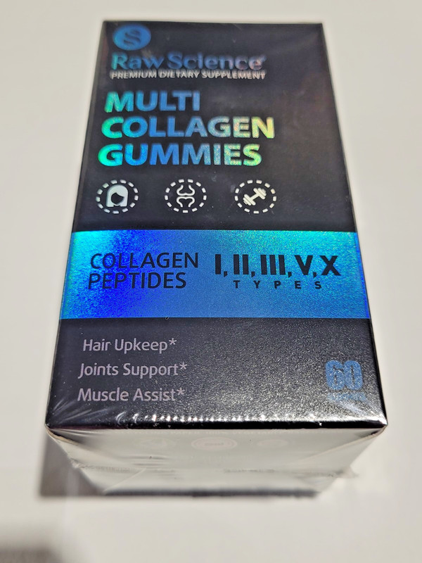 Raw Science Multi Collagen Gummies Types I II III V X 60 Count EXP 11/2026