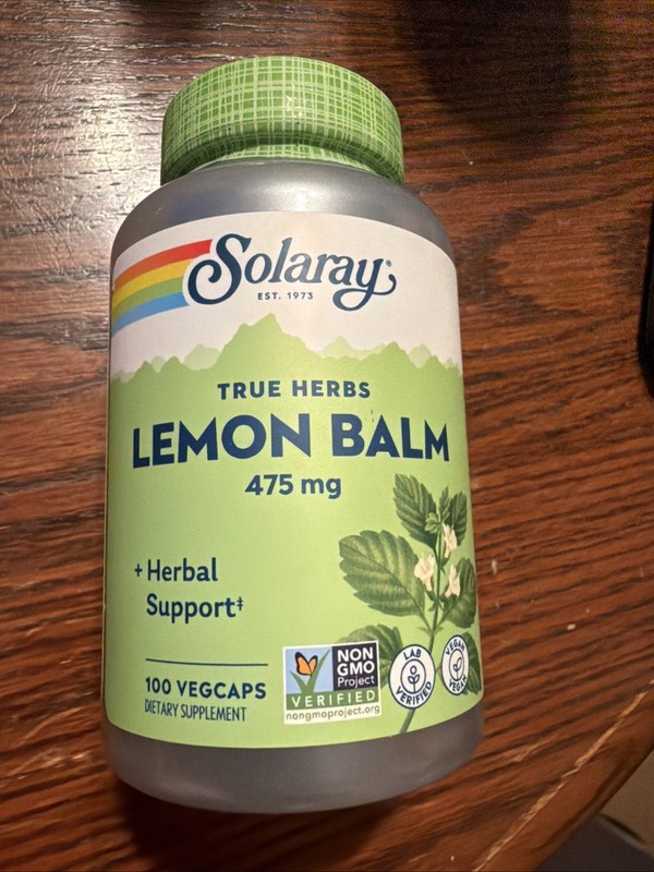 Solaray Lemon Balm Aerial 475mg | Non-GMO, Vegan | 100 CT EXP 03/2029
