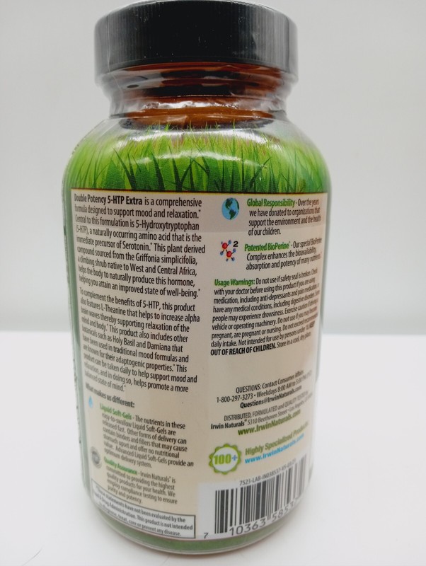Irwin Naturals DOUBLE POTENCY 5-HTP Extra Mood Relaxation 60 SOFTGELS 09/25 gallery