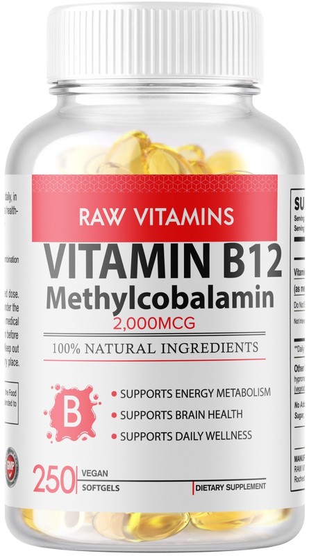 250 Softgel Vitamin B12 (Methylcobalamin) 2000mcg 1 Bottle