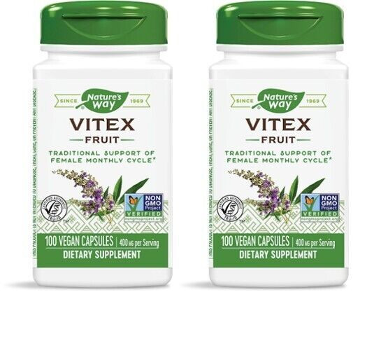 Nature’s Way Vitex Fruit 400mg 2X100 Caps Traditional Support of Female Cycle