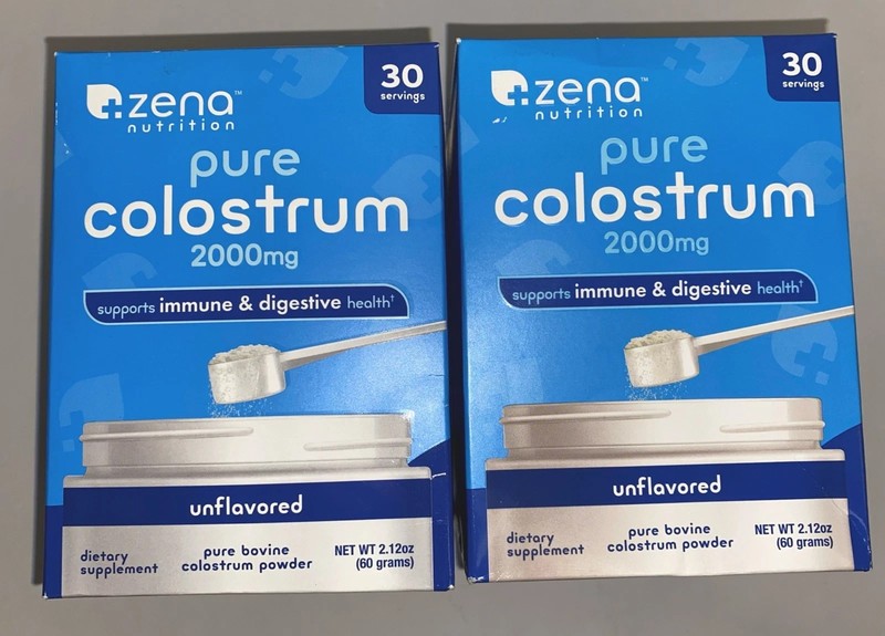 New 60 Servings Zena Nutrition Pure Colostrum 2000 mg Supplement_Exp 2/28_2pk