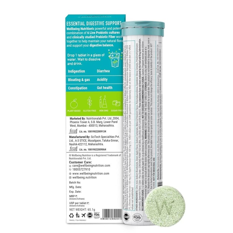 Wellbeing Nutrition Probiotics + Prebiotics - 21 Effervescent Tabs ( Pack of 2 ) gallery