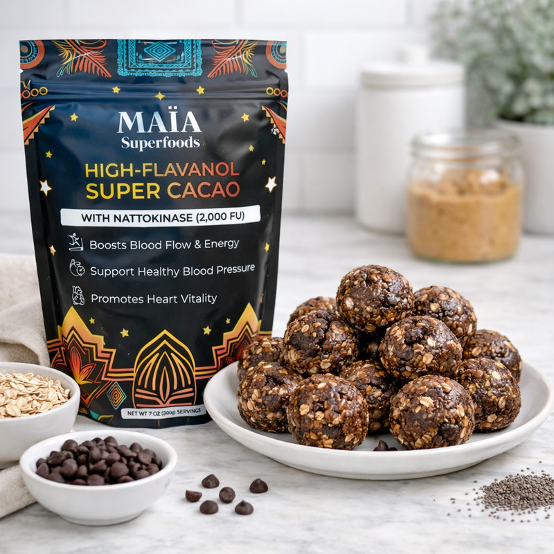 MAIA Ceremonial High-Flavanol Super Cacao with NATTOKINASE 7oz 30 servings -NEW