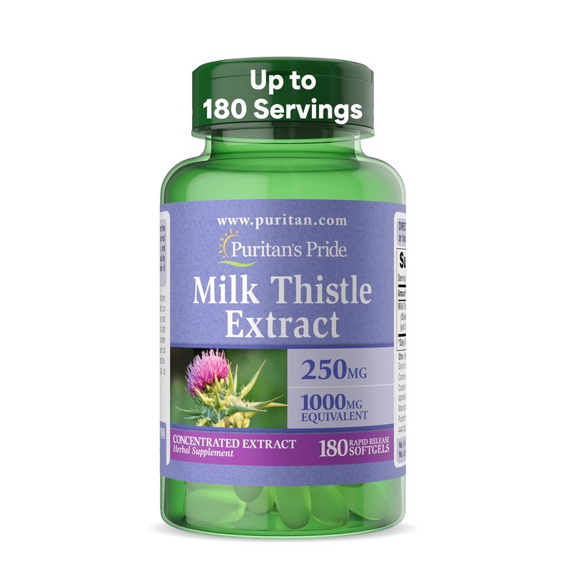 Puritans Milk Thistle 41 Extract 1000mg 180 Softgels Silymarin Liver Health