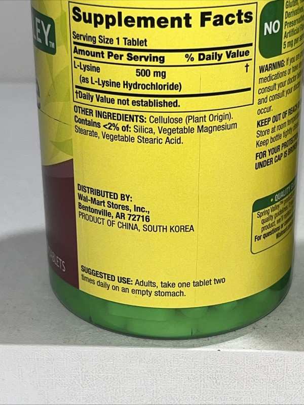2 Sealed L-Lysine 500mg, Tissue Health Supplement 250 Tabs Each gallery