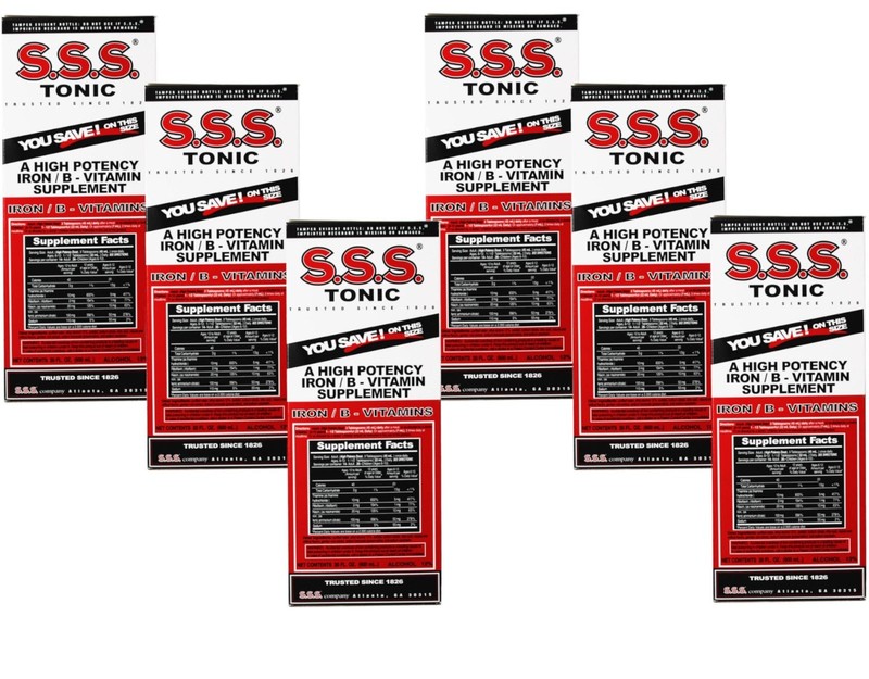 S.S.S. Tonic Liquid a High Potency Iron/ B-Vitamin Supplement 20 Fl Oz Pack of 6
