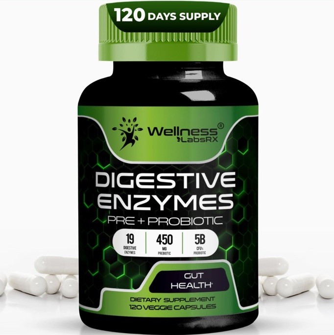 Digestive Enzymes with Probiotics and Prebiotics 450mg, 120, exp 07/26