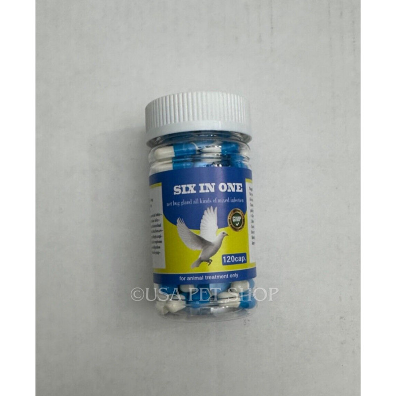 6 in 1 Capsules for Canker, Respiratory, Cocci In Pigeons and Birds – Qty 120