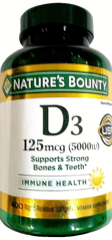 Nature’s Bounty Vitamin D3 125mcg 5000iu 400 Gels Strong Bones/Teeth EXP 03/2026