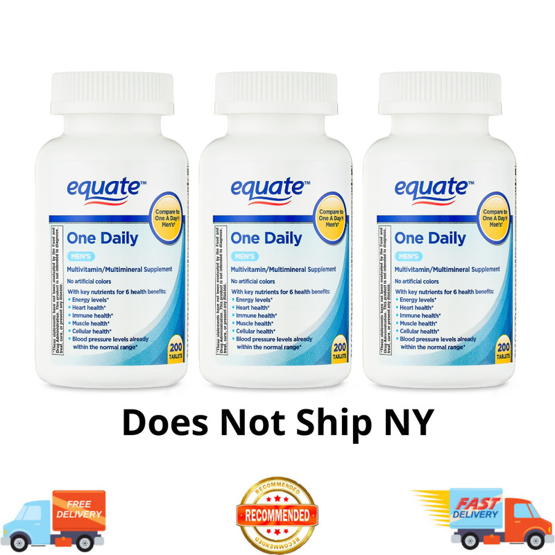 3 Pack Equate One Daily Men's Multivitamin, Health Energy Supplement, 200 Count
