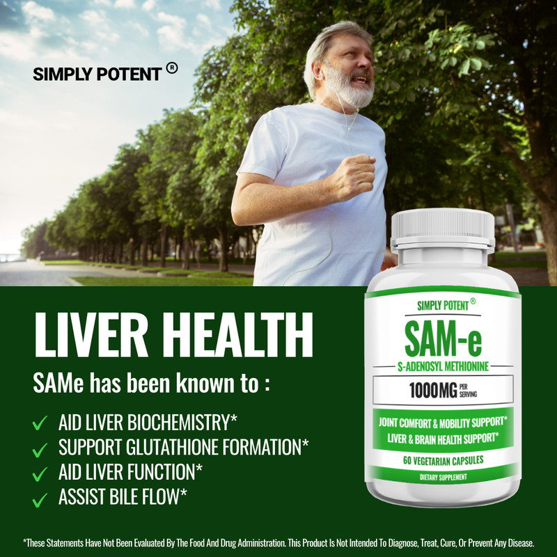 SAM-e 1000mg | Mood Joint & Liver Support | S-Adenosyl Methionine | 60 Caps USA gallery