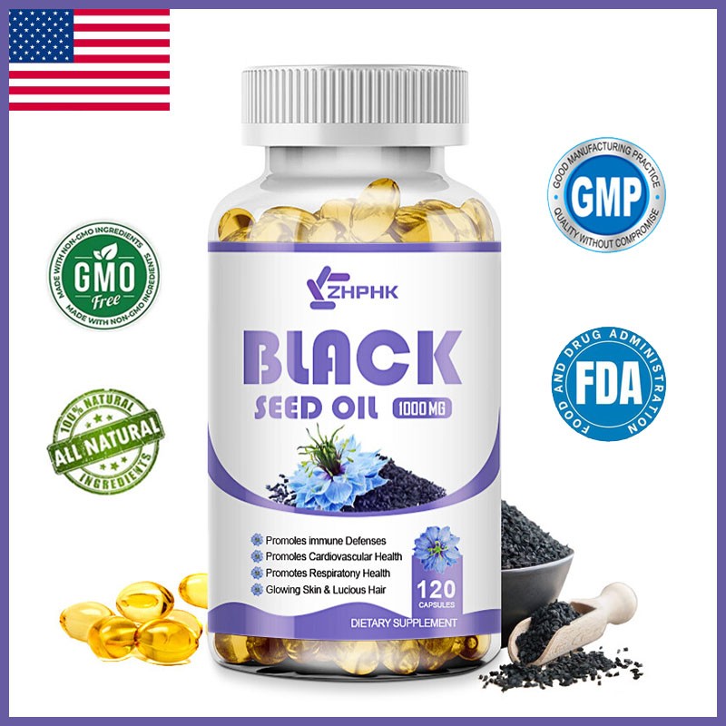 120 Black Seed Oil Capsules -100% Pure Organic COLD PRESSED Cumin Nigella Sativa