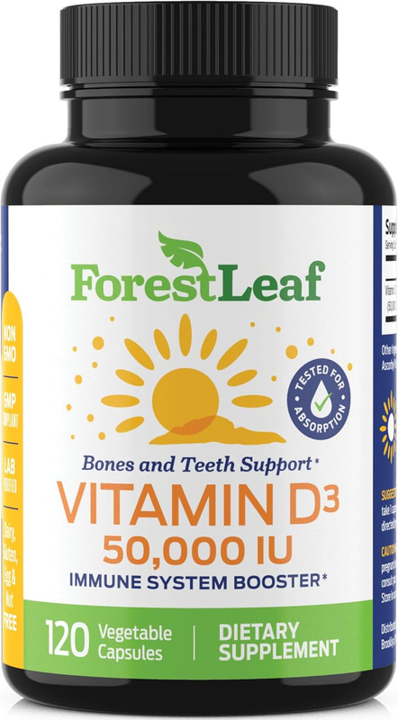 Forestleaf Vitamin D3 50,000 IU, Weekly Dose, High Potency, 120 Capsules gallery