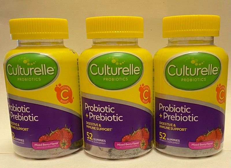 Lot of 3 Culturelle Probiotic + Prebiotic Mixed Berry 52 Gummies each Exp 09/26+