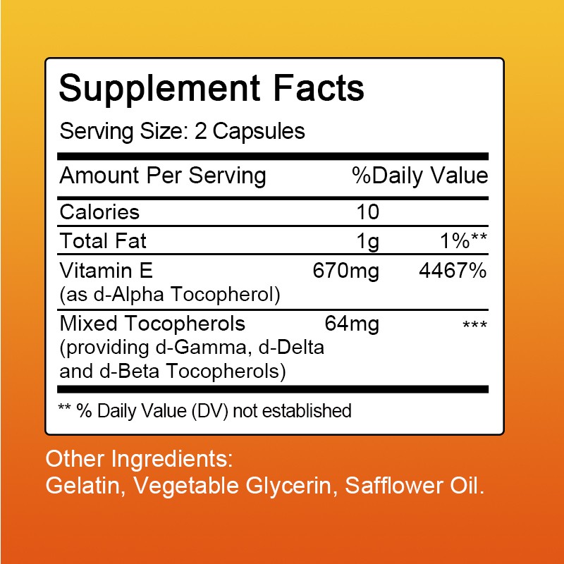 Vitamin E 1000 IU Softgels – Natural Antioxidant for Skin, Immune & Cell Support gallery