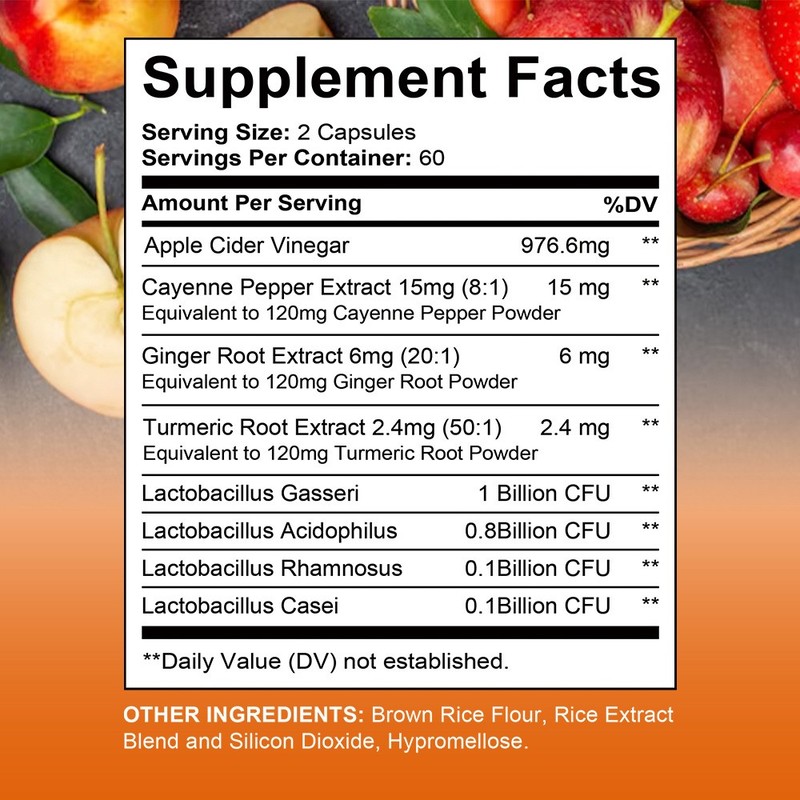 Apple Cider Vinegar Complex Natural Digestive Cleanse Vegan 30/60/120 Capsules gallery
